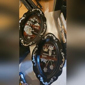 Decorative Black and Silver Oval Plates